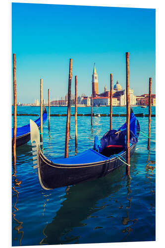 PVC print Gondolas in lagoon of Venice on sunrise