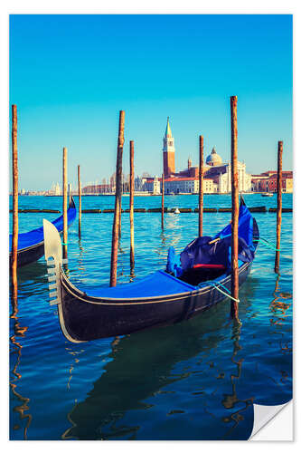 Wall sticker Gondolas in lagoon of Venice on sunrise