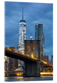 Acrylglasbild Brooklyn-Brücke in der Abenddämmerung