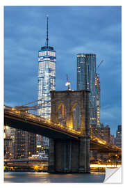 Wandsticker Brooklyn-Brücke in der Abenddämmerung