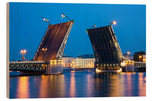 Tableau en bois Palace Bridge St. Petersburg, Russia