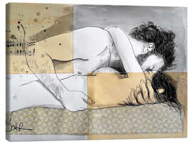 Stampa su tela  lovers on a patterned mattress - Loui Jover