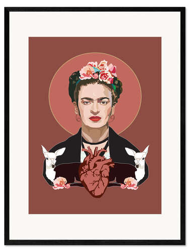 Inramat konsttryck Frida Kahlo's heart