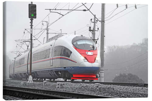 Stampa su tela Treno ad alta velocità nella nebbia