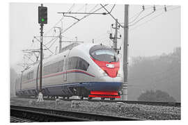 Tableau en PVC Train à grande vitesse dans la brume 