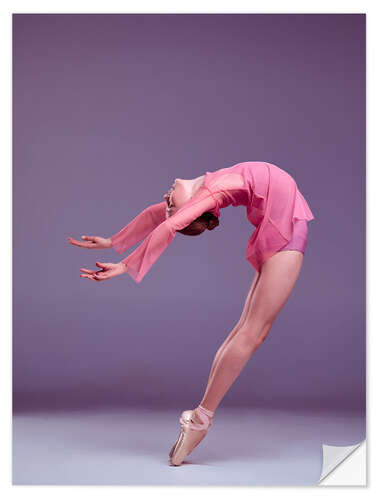 Selvklæbende plakat Young ballerina in pink dress