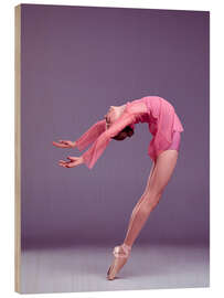 Cuadro de madera Young ballerina in pink dress