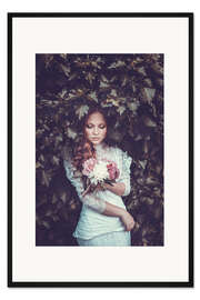 Gerahmter Kunstdruck Pfingstrose und Efeu