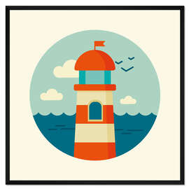 Gerahmter Kunstdruck Leuchtturm im Kreis