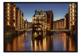 Gerahmter Kunstdruck Wasserschloss - Speicherstadt Hamburg