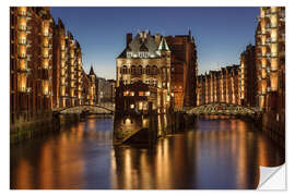 Selvklebende plakat Vannslott i Hamburg Speicherstadt