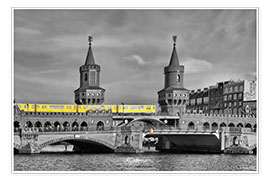 Tableau  Métro jaune sur l&#039;Oberbaumbrücke à Berlin - Joachim G. Pinkawa