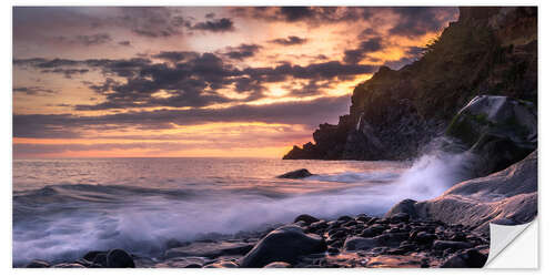 Sticker mural Sunset at Rocky Beach on Madeira