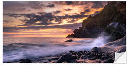 Selvklebende plakat Sunset at Rocky Beach on Madeira