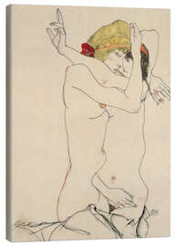 Canvastavla  Two Women Embracing, 1913 - Egon Schiele