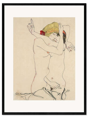 Ingelijste kunstdruk Two Women Embracing, 1913