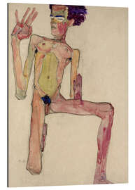 Magnettafel Kniender Akt, Selbstporträt