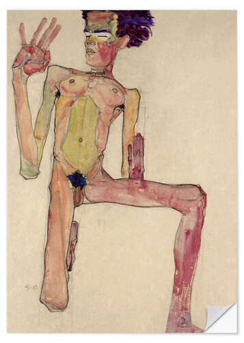 Wall sticker Kneeling Nude Self-Portrait