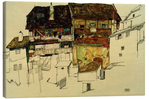 Tableau sur toile Vieilles maisons à Cesky Krumlov, 1914