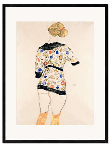Framed art print Standing Woman in a Patterned Blouse