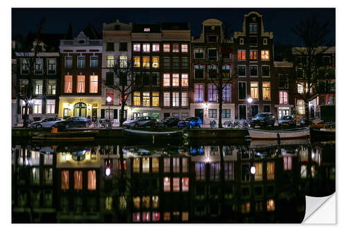 Selvklæbende plakat Amsterdam   Keizersgracht in a mirror