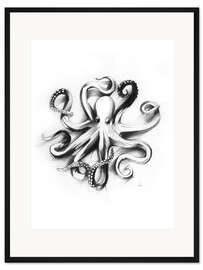 Gerahmter Kunstdruck Flat Octopus