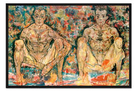 Gerahmter Kunstdruck Hockendes Männerpaar