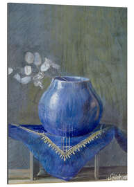 Stampa su alluminio Still Life with Lunaria in Blue Vase