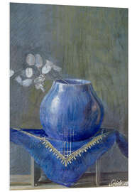 Tableau en PVC Still Life with Lunaria in Blue Vase