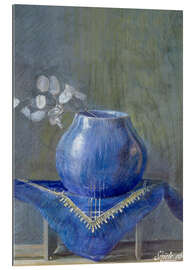 Tableau en plexi-alu Still Life with Lunaria in Blue Vase