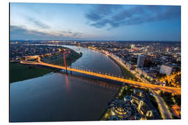 Magnettafel Aussicht auf Düsseldorf am Abend