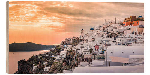 Holzbild Santorin Firostefani Skyline