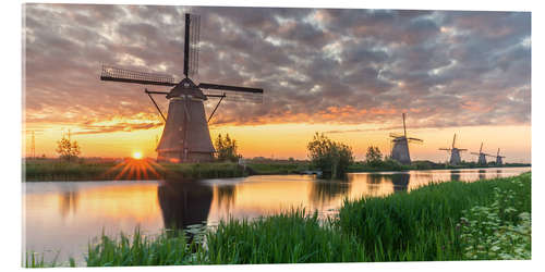 Acrylic print Kinderdjik Sunrise Windmills Holland