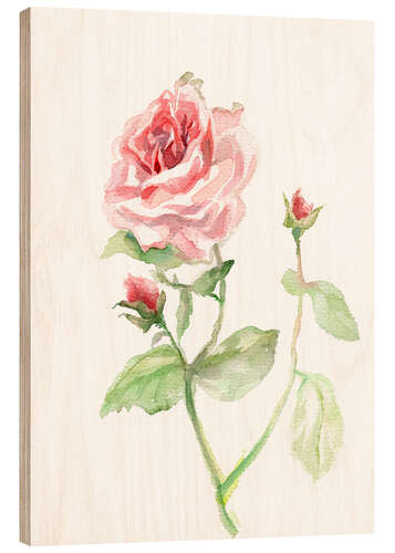 Wood print Pink rose