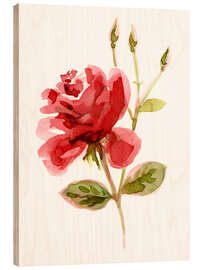 Wood print Red Rose