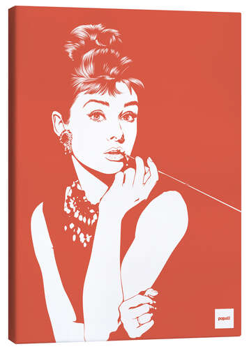 Lienzo Audrey Hepburn sobre coral