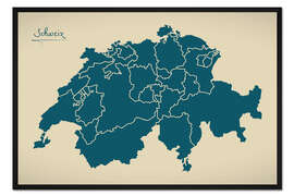Gerahmter Kunstdruck Schweiz Landkarte Modern Map Artwork Design