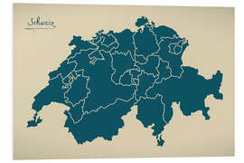 Foam board print Switzerland Modern Map Artwork Design