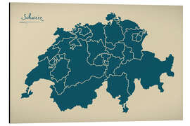 Magnettafel Schweiz Landkarte Modern Map Artwork Design