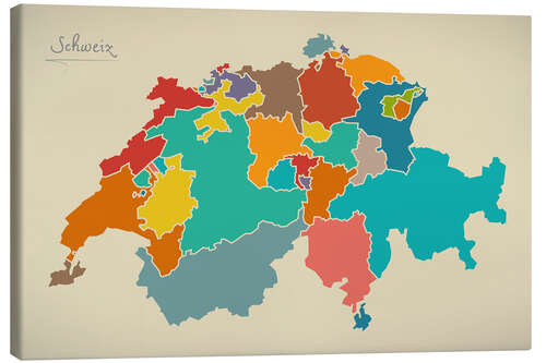 Canvas print Switzerland Modern Map Artwork Design