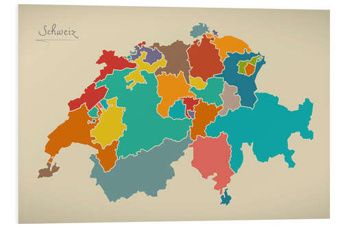 Foam board print Switzerland Modern Map Artwork Design