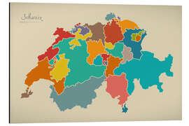 Magnettafel Schweiz Landkarte Modern Map Artwork Design
