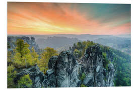 Tableau en PVC Bastion Saxon Switzerland Sunrise