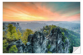 Selvklebende plakat Bastion Saxon Switzerland Sunrise