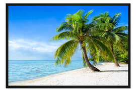 Gerahmter Kunstdruck Weißer Palmenstrand am Meer