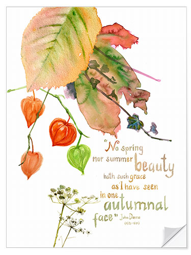 Selvklæbende plakat Autumn Quote John Donna