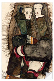 Adesivo murale Two Girls on a Fringed Blanket