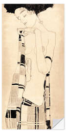 Wandsticker Stehendes Mädchen in kariertem Tuch