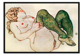 Gerahmter Kunstdruck Akt mit grünen Strümpfen