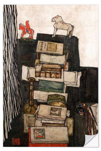 Selvklebende plakat Still Life with Books (Schiele's Desk)